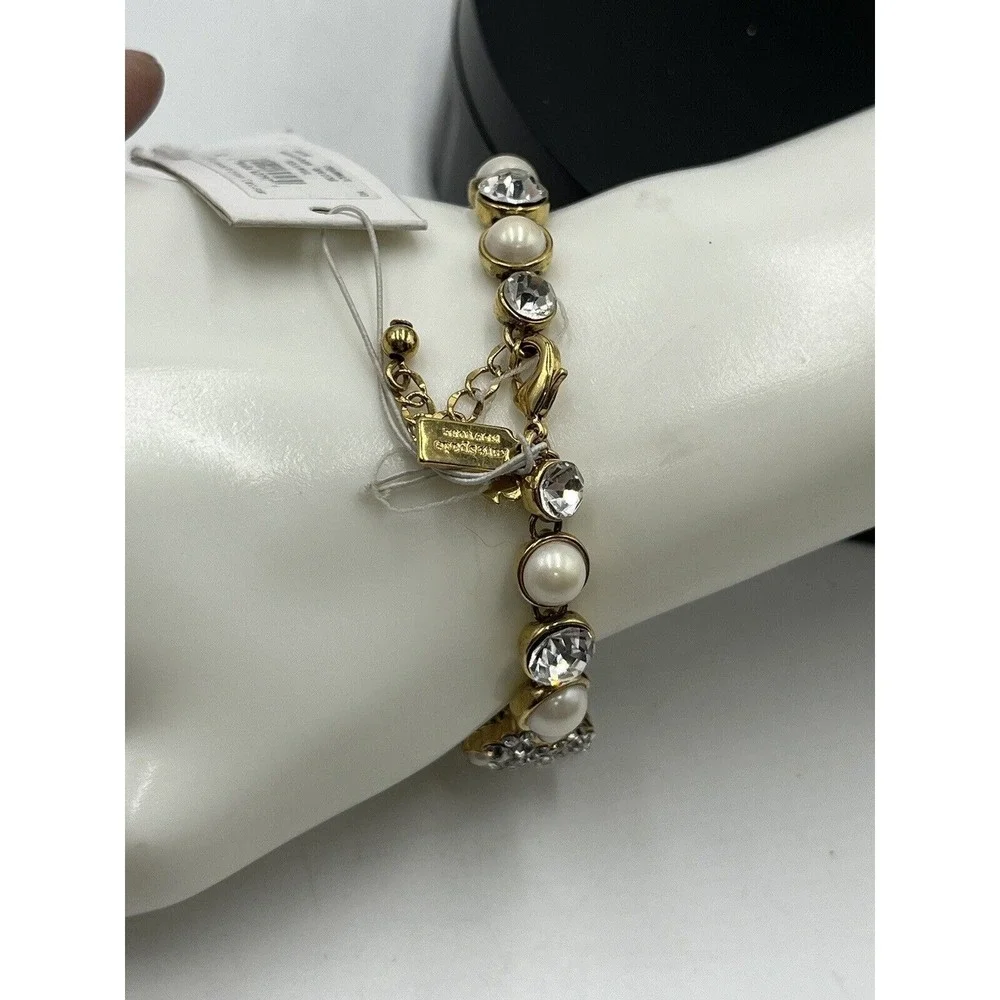 Kate‎ Spade NY Gold Plated Crystals White Faux Pearls Pick a Pearl Bracelet New - Picture 13 of 16
